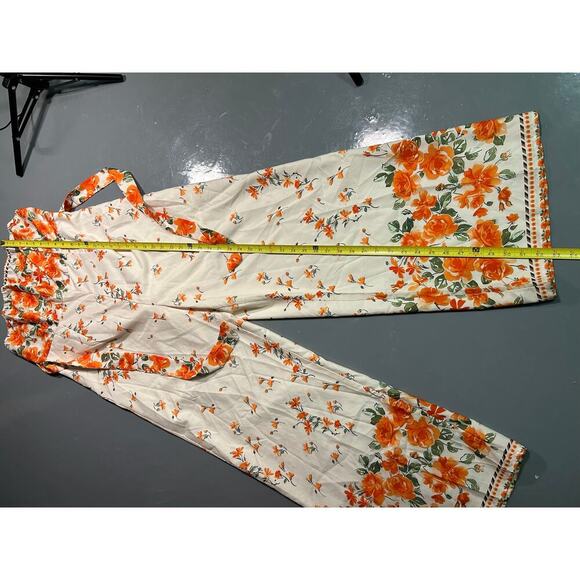 GOMORN 2 peace, Strapless Wide Leg Jumpsuit floral orange Sz XL 12 44 NWT - Picture 12 of 14